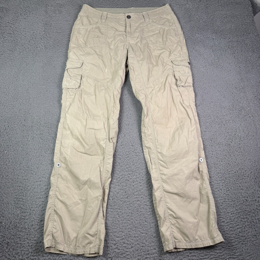 Kuhl Kontra Cargo Pants Womens Size 8 (32x31) Beige Khaki Capri Roll Up Hiking